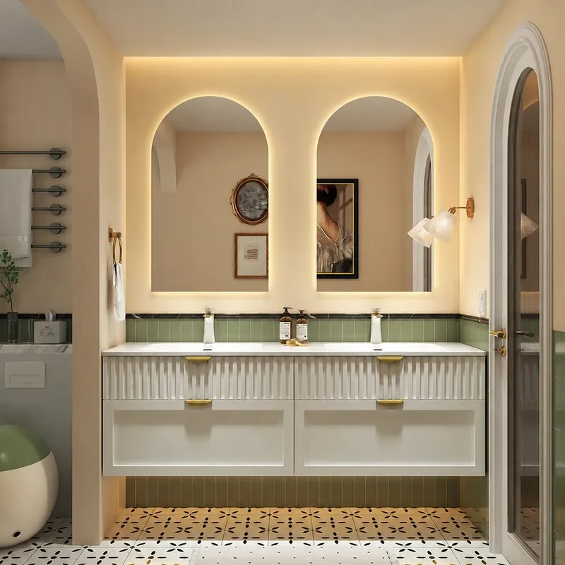 Home Bathroom Vanity Combo - Armário de Banheiro Estilo Creme com