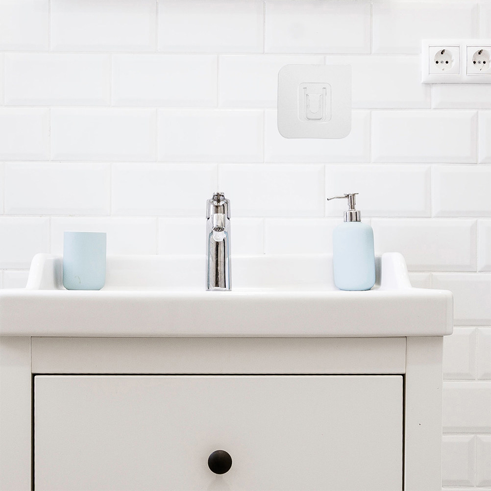 Home Bathroom Organizer - 20 conjuntos de ganchos transparentes para
