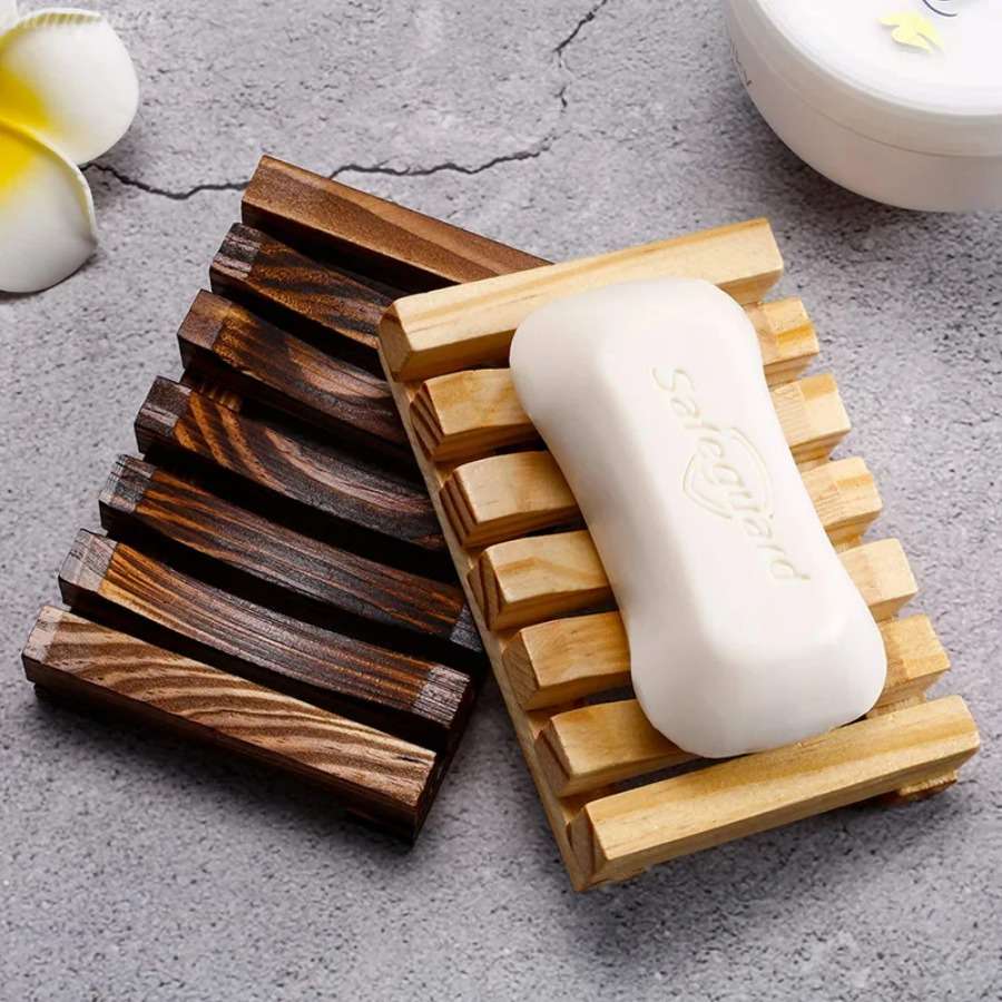 Home Essentials Bathroom Storage - Suporte de Sabonete de Bambu Natural,