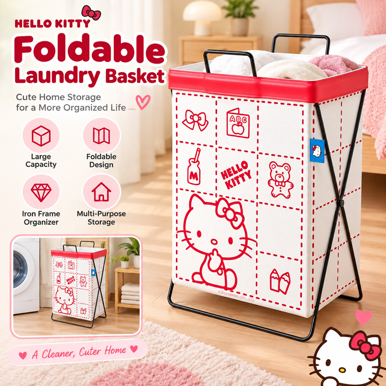 Cesto de roupa suja grande com - Home Edit Bathroom Storage avaliação e preço